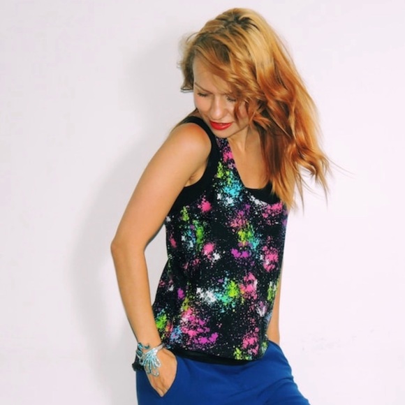 Lycra splash print tank top SMALL - Picture 2 of 4